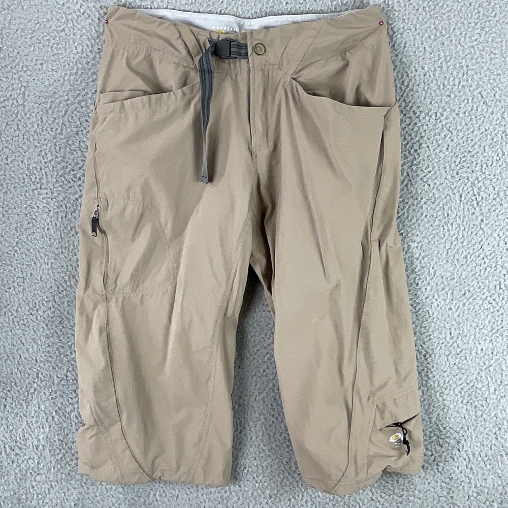 Mountain Hardwear Dynama Capri Women 8 Tan Good Hiking Stretch Belted